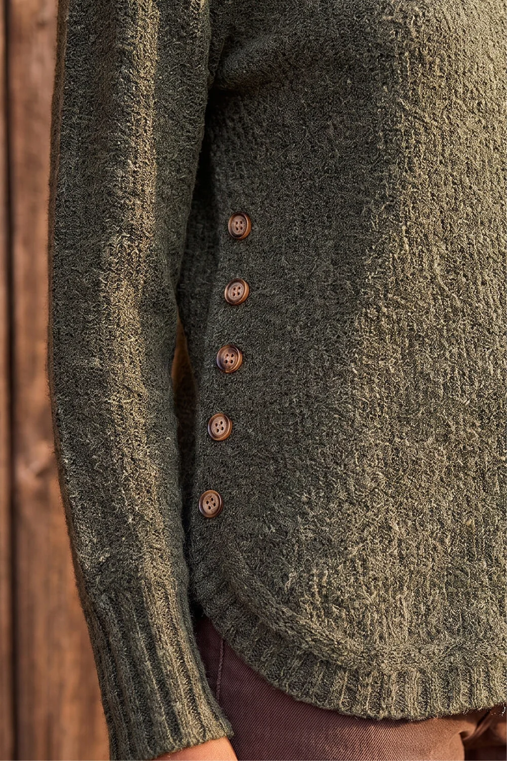Roman Khaki Button Detail Curved Hem Jumper - 14 Image 4