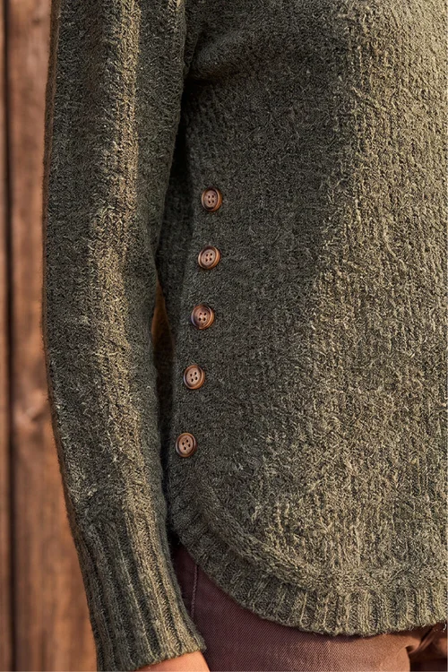 Roman Khaki Button Detail Curved Hem Jumper - 14 Image 4