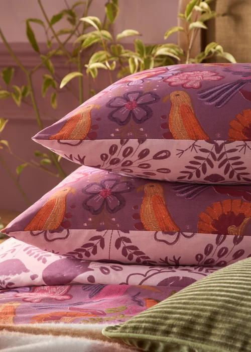 furn. Purple Broderie Floral Reversible Duvet Cover Set - Single Image 3