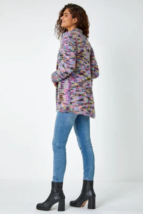 Roman Purple Fluffy Longline Cosy Cardigan - Size 16 Image 4