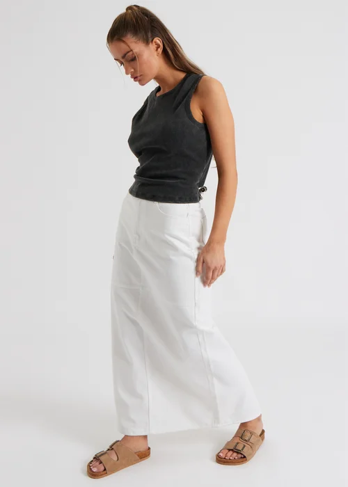 Urban Bliss Grey Washed Ribbed Racer Vest - Size 8 Image 3