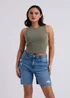 Urban Bliss Khaki Washed Ribbed Racer Vest - Size 14 Image 1