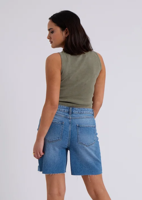 Urban Bliss Khaki Washed Ribbed Racer Vest - Size 14 Image 4