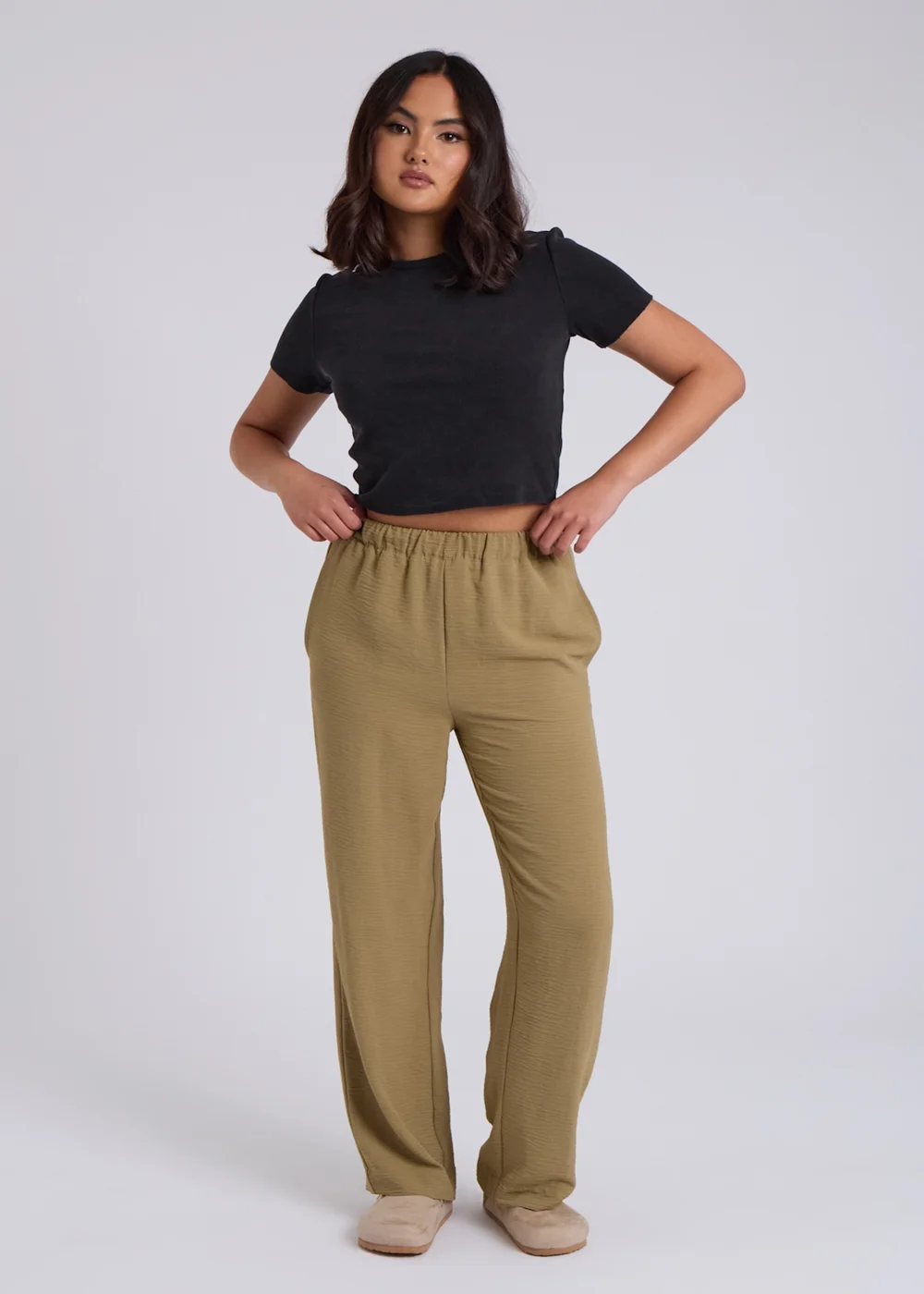 Urban Bliss Khaki Wide Leg Pant - 8 Image 1