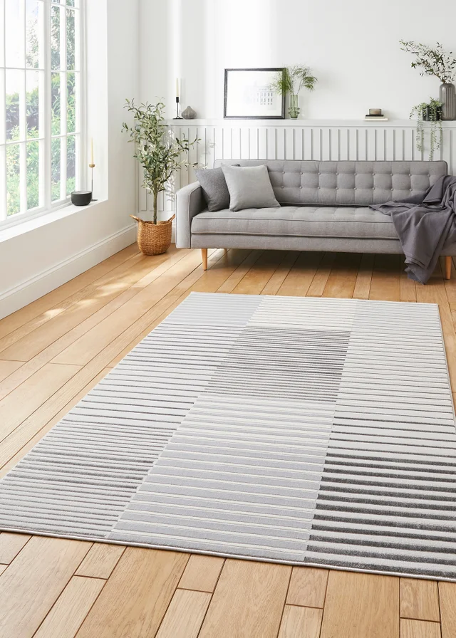 Think Rugs Apollo Ivory Modern Linear Rug