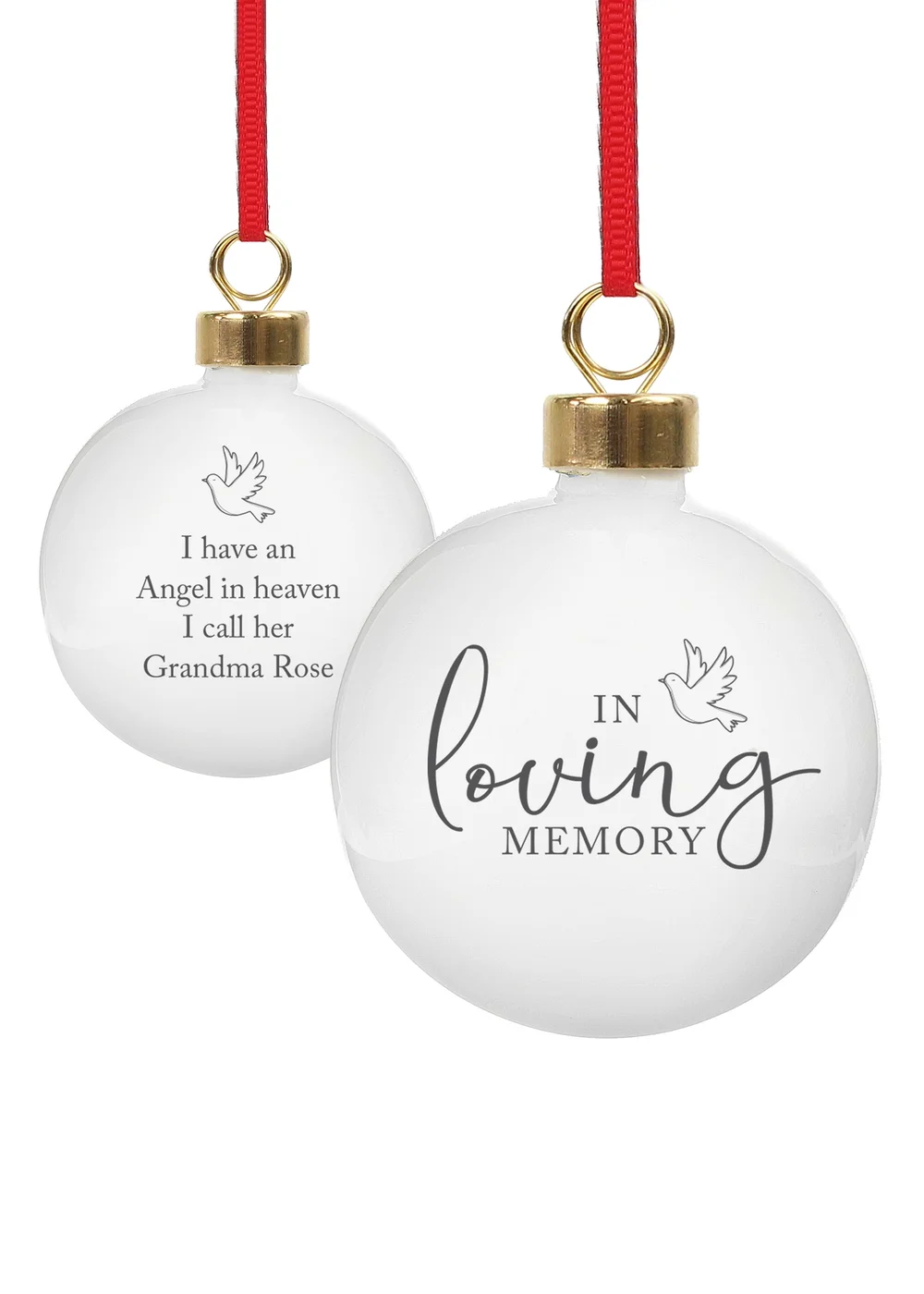 Personalised Memento Company White In Loving Memory Bauble - One Size Image 1