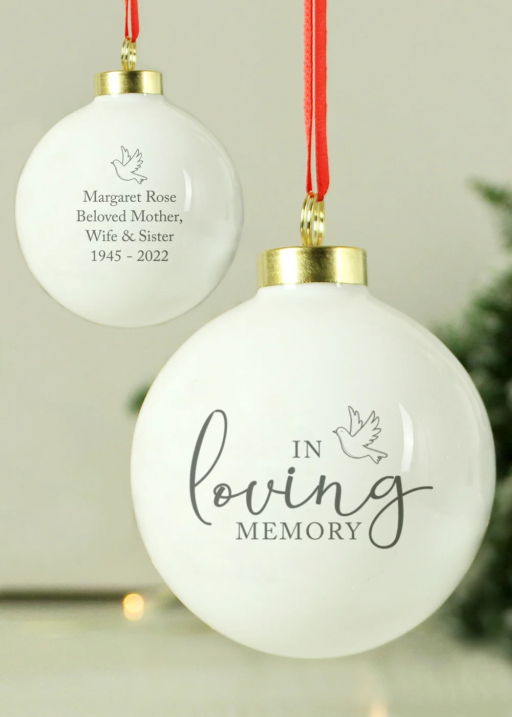 Personalised Memento Company White In Loving Memory Bauble - One Size Image 3