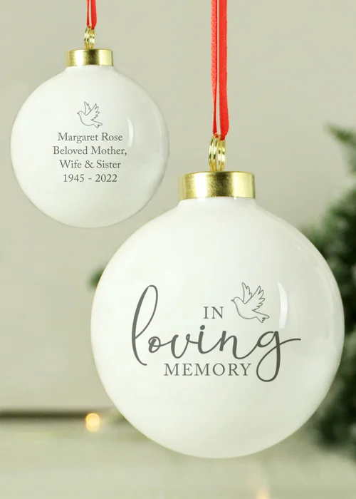 Personalised Memento Company White In Loving Memory Bauble - One Size Image 3
