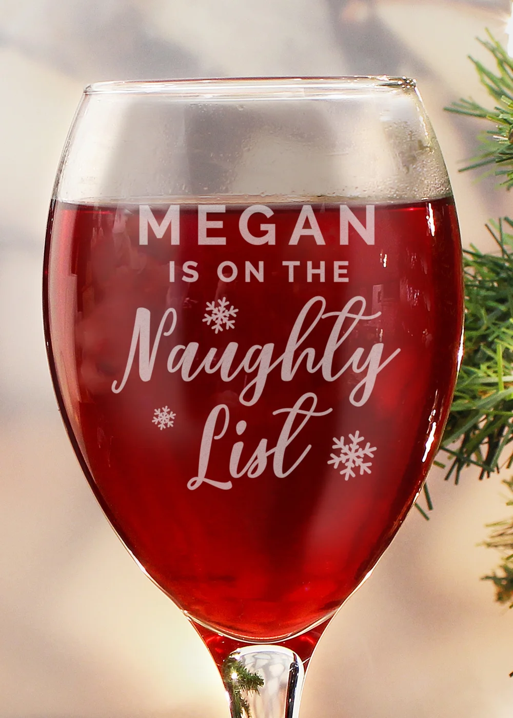 Personalised Memento Company Clear I'm On The Naughty List Wine Glass - One Size Image 2