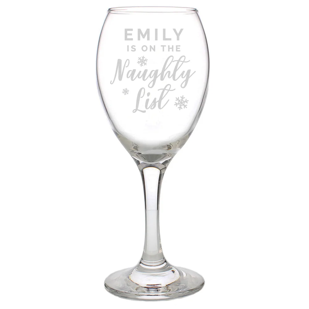 Personalised Memento Company Clear I'm On The Naughty List Wine Glass - One Size Image 5