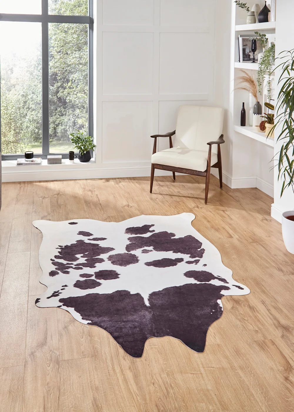 Think Rugs Faux Cow Print Black/White Rug - 130 x 155 Image 1