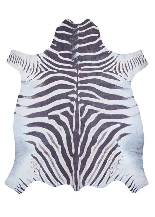 Think Rugs Faux Zebra Print Black/White Rug - 130 x 155 Image 2