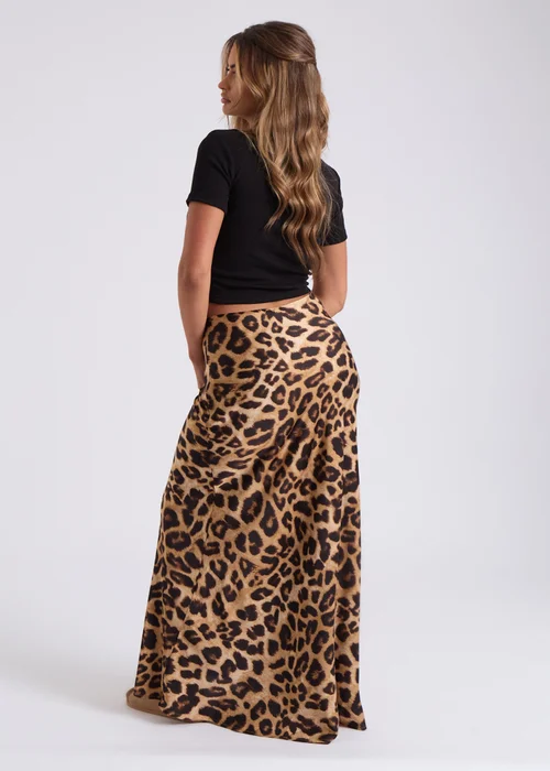 Urban Bliss Brown Leopard Bias Cut Maxi Skirt - Size 12 Image 2