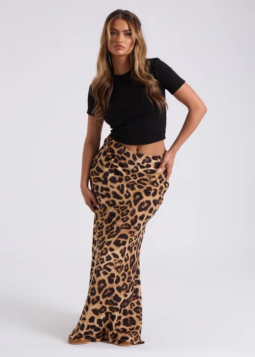 Urban Bliss Brown Leopard Bias Cut Maxi Skirt - Size 12 Image 4