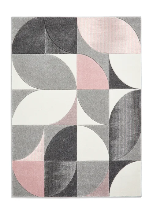 Think Rugs Matrix Pink Modern Geometric Rug - 80 x 150 Image 2
