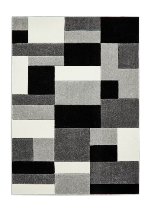 Think Rugs Matrix Grey/ Black Geometric Rug - 80 x 150 Image 2