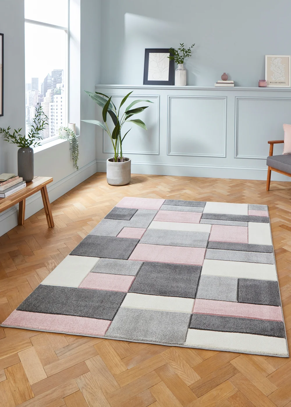Think Rugs Matrix Pink Geometric Rug - 120 x 170 Image 1