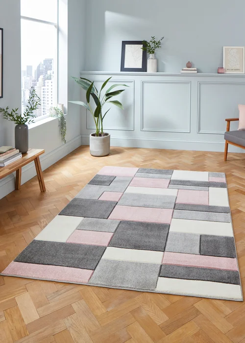 Think Rugs Matrix Pink Geometric Rug - 120 x 170 Image 1