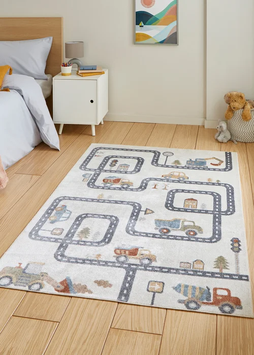 Think Rugs Vida Kids Map Washable Rug - 80 x 150 Image 1