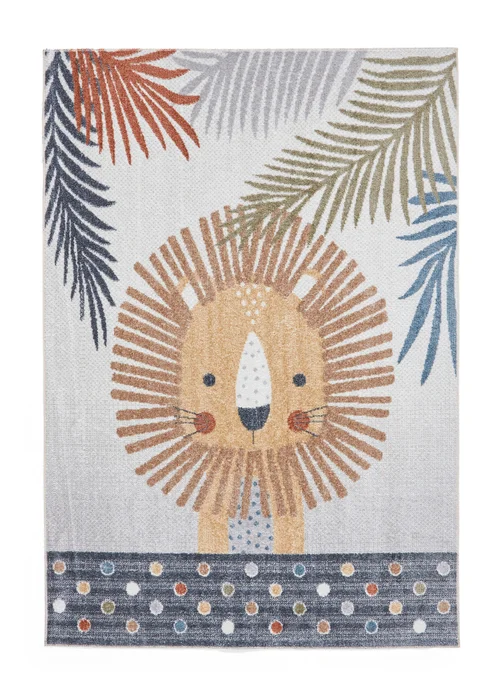 Think Rugs Grey Vida Kids Lion Washable Rug - 80 x 150 Image 2