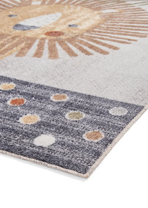 Think Rugs Grey Vida Kids Lion Washable Rug - 80 x 150 Image 4