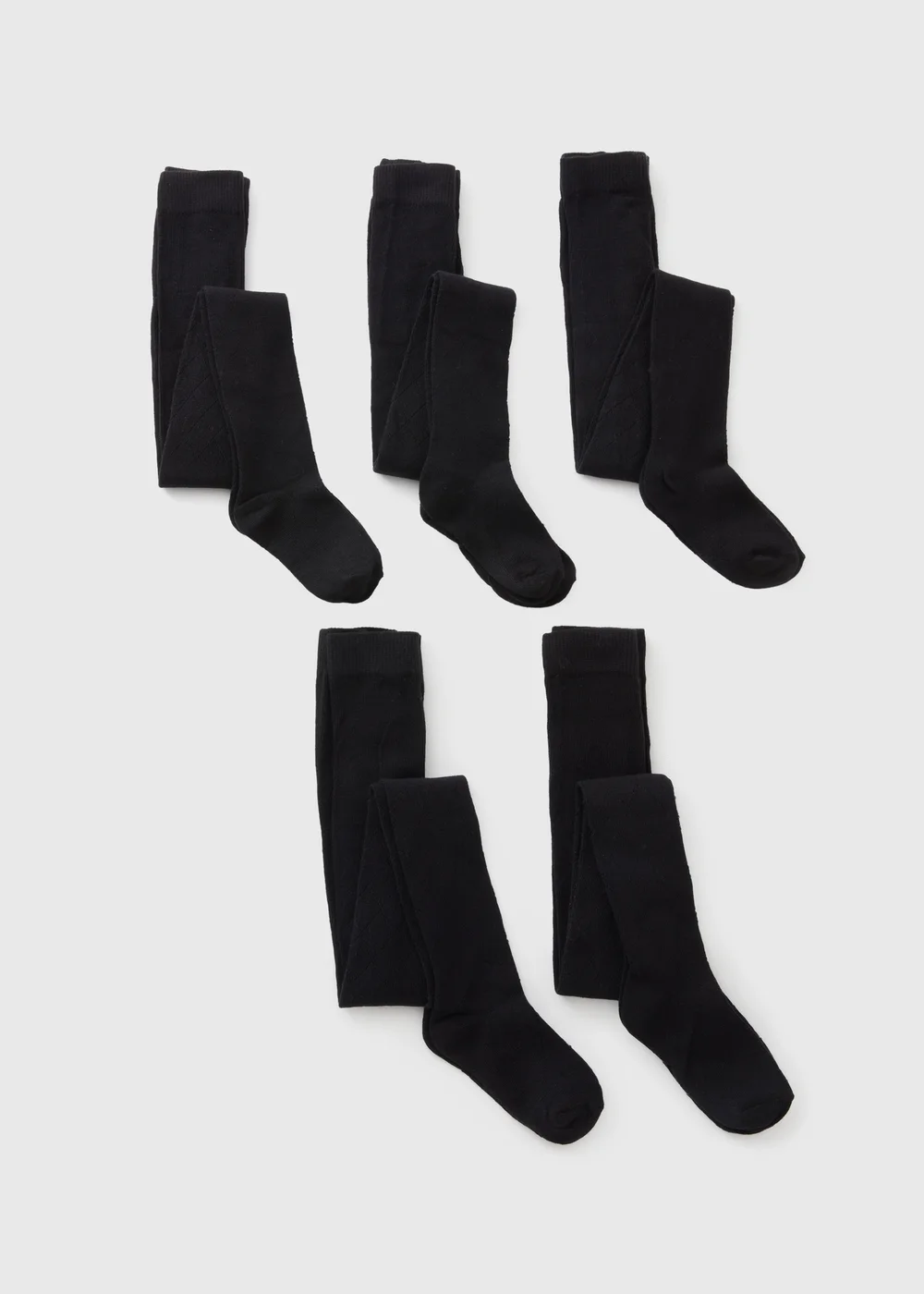 5 Pack Girls Black Diamond Tights (4-13yrs) - Age 4 - 5 Years Image 1