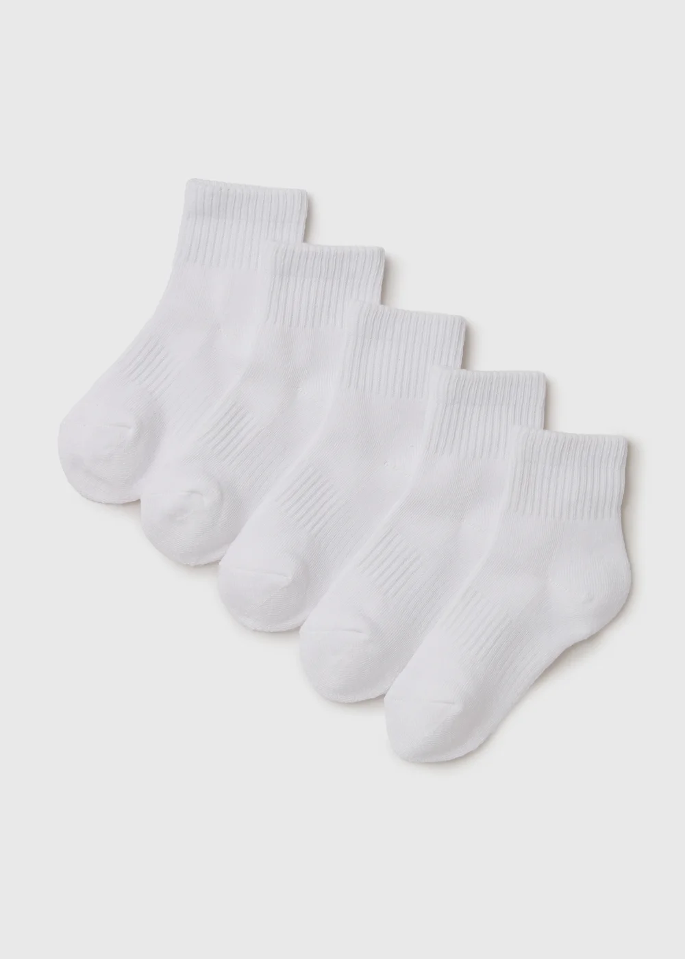5 Pack Boys White Sports Socks (Younger 6-Older 6.5) - Sizes 9-12 Image 1
