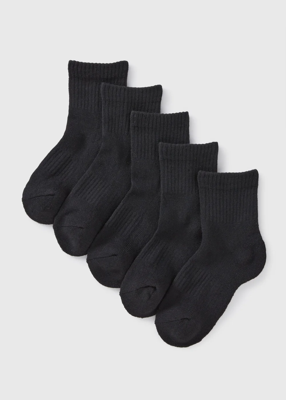 5 Pack Boys Black Sports Ankle Socks (Younger 6-Older 6.5) - Sizes 6 - 8.5 Image 1