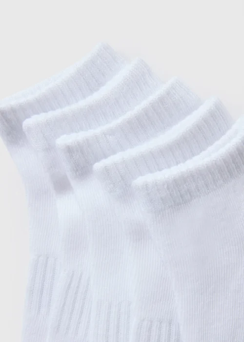 5 Pack Boys White Sports Trainer Socks (Younger 6 -Older 6.5) - Sizes 6 - 8.5 Image 2