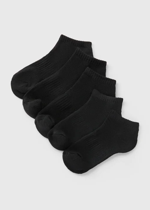 5 Pack Boys Black Sports Trainers Socks (Younger 6-Older 6.5) - Sizes 6 - 8.5 Image 1