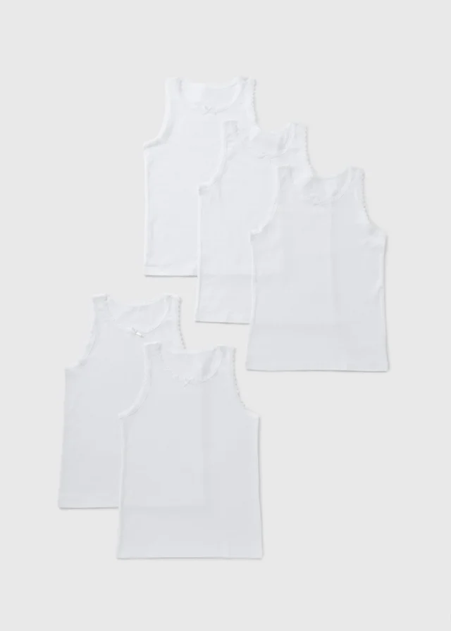 5 Pack Girls White Vests (2-11yrs)