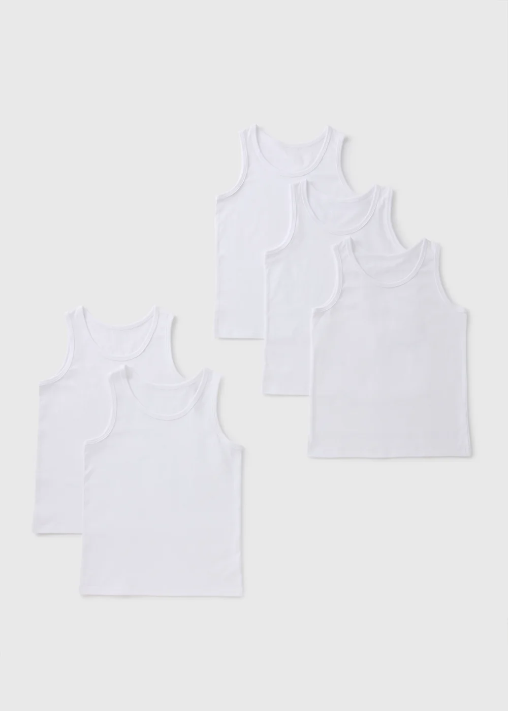 5 Pack Boys White Vests (2-13yrs) - Age 2 - 3 Years Image 1