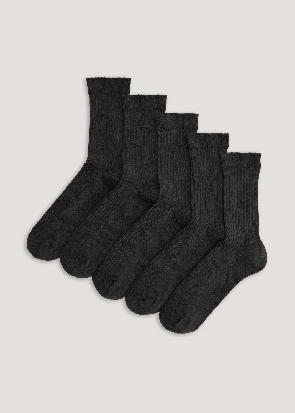 5 Pack Boys Grey Ribbed Socks (Younger 9-Older 6.5) - Sizes 9-12 Image 1