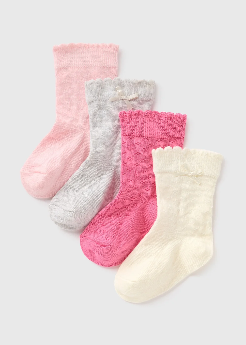 4 Pack Baby Pink Pointelle Socks (Newborn-23mths) - Up to 1 Month Image 1