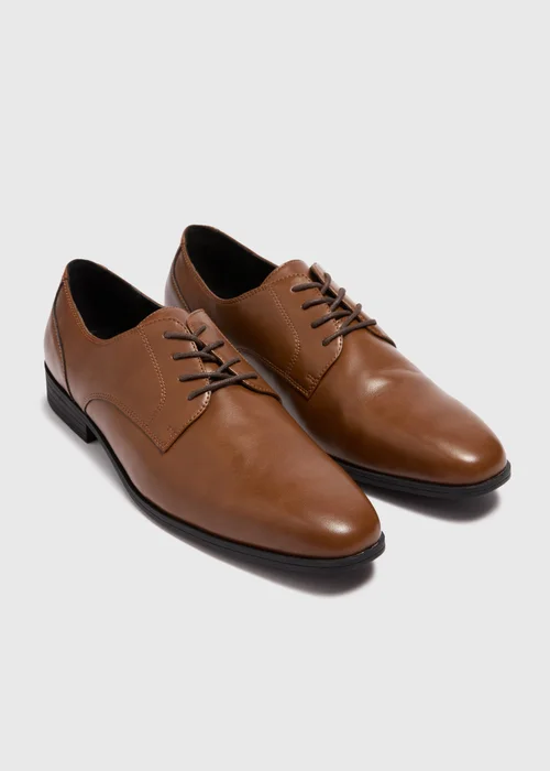 Tan Faux Leather Derby Shoes - Size 6 Image 1