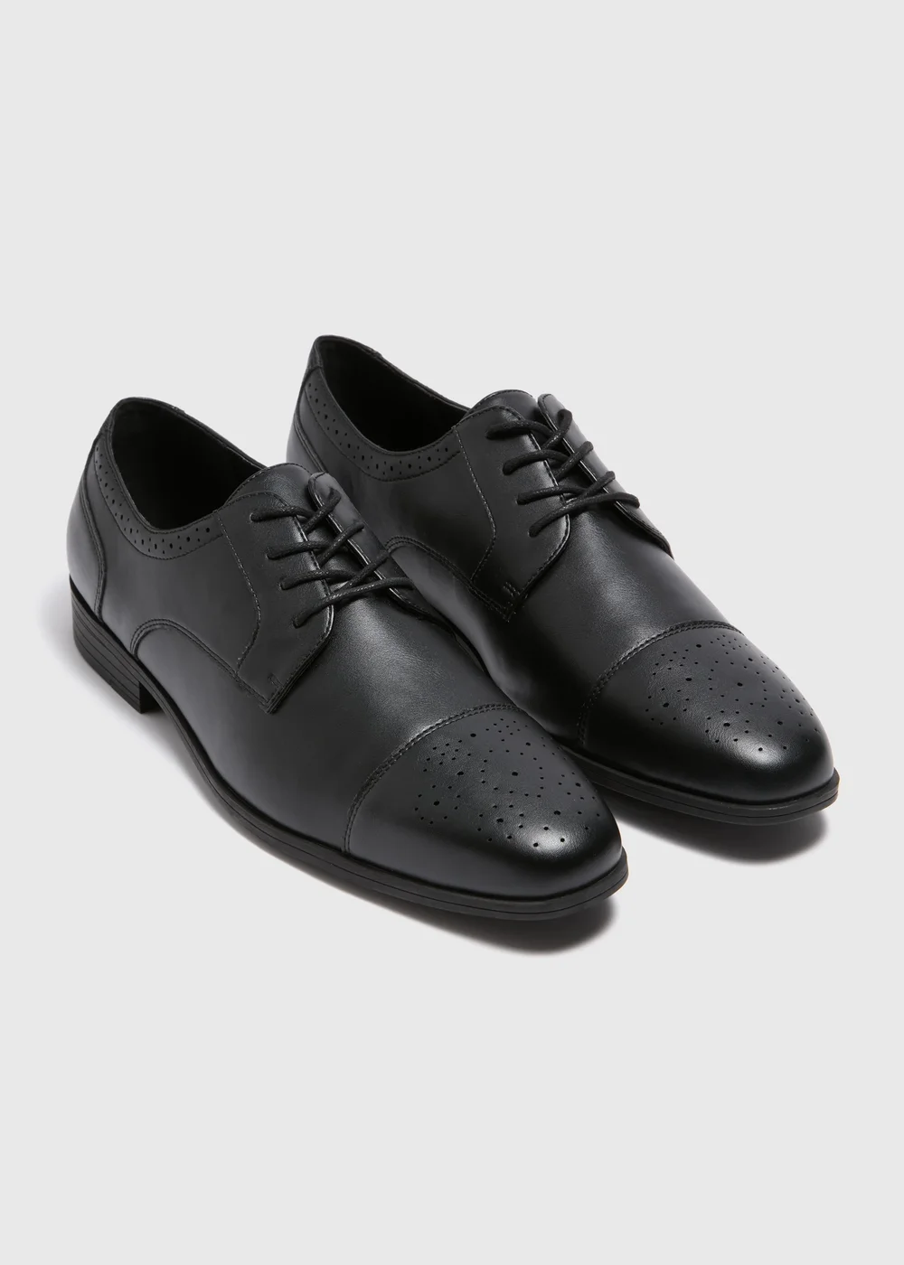 Black Faux Leather Brogue Shoes - Size 6 Image 1