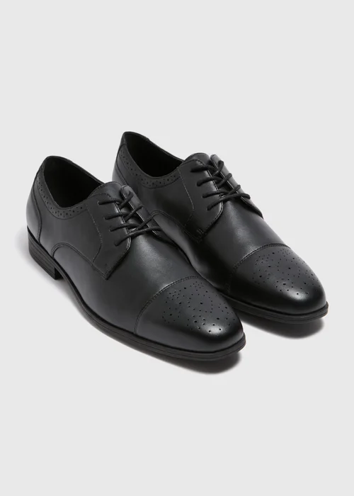 Black Faux Leather Brogue Shoes - Size 6 Image 1