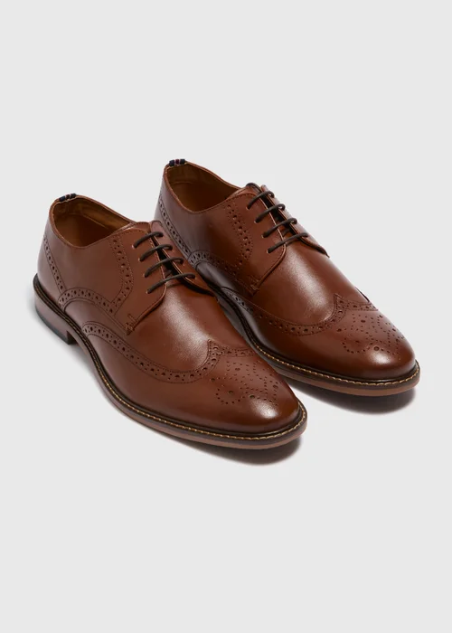 Tan Leather Brogue Shoes - Size 6 Image 1