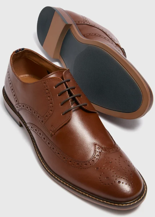 Tan Leather Brogue Shoes - Size 6 Image 2