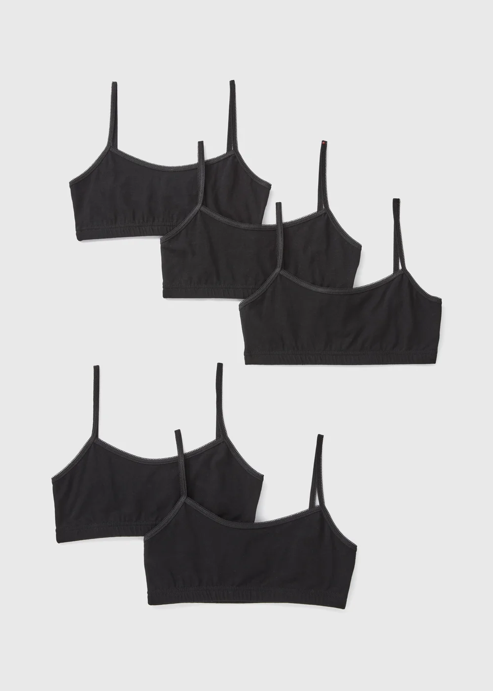 5 Pack Girls Black Core Crop Tops (Younger 6-Older 12yrs) - Age 6 - 7 Years Image 1