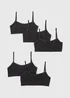 5 Pack Girls Black Core Crop Tops (Younger 6-Older 12yrs) - Age 6 - 7 Years Image 1