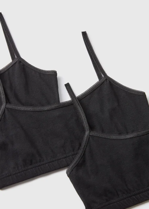 5 Pack Girls Black Core Crop Tops (Younger 6-Older 12yrs) - Age 6 - 7 Years Image 2