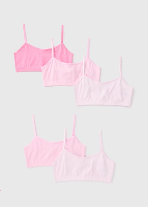 5 Pack Girls Pink Crop Tops (Younger 6-Older 13yrs) - 6-7 Yrs Image 1