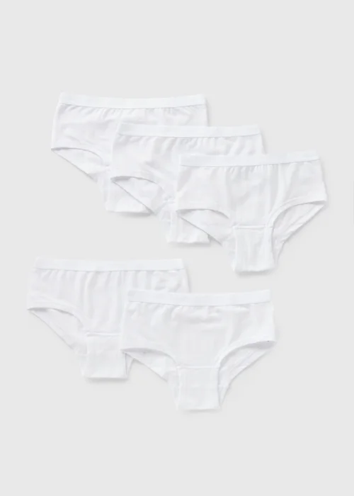 Girls 5 Pack White Knickers (6-13yrs) - Age 6 - 7 Years Image 1