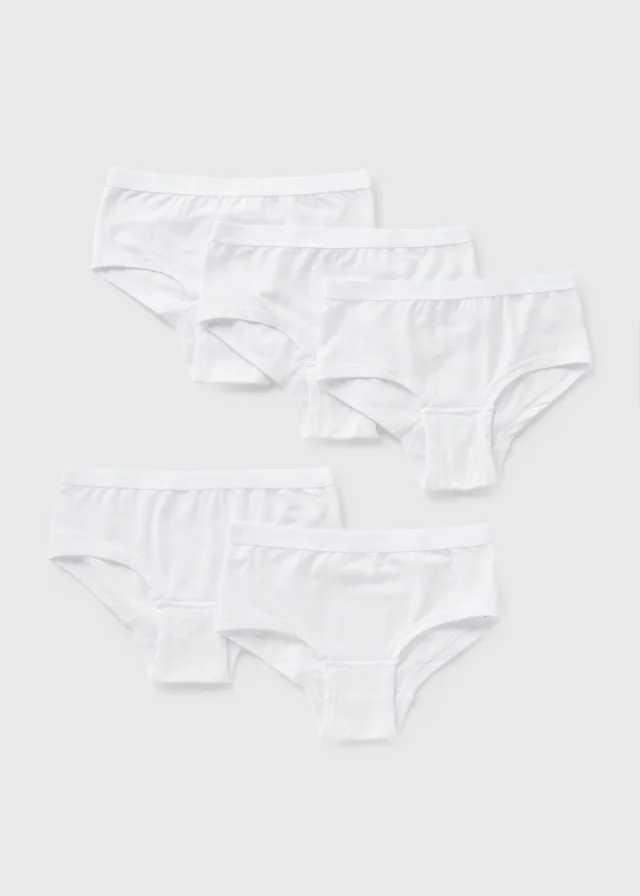 Girls 5 Pack White Knickers (6-13yrs)