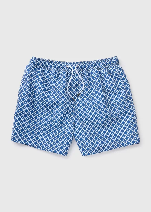 Navy Geometric Swim Shorts - Small Image 3