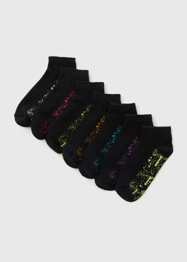 7 Pack Boys Splatter Trainer Socks (Younger 6-Older 6.5)