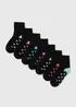 7 Pack Girls Black Heart Socks (Younger 6-Older 6.5) - Sizes 6 - 8.5 Image 1