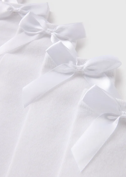 5 Pack of White Bow Knee High Socks (Younger 6-Older 6.5) - Sizes 6 - 8.5 Image 2