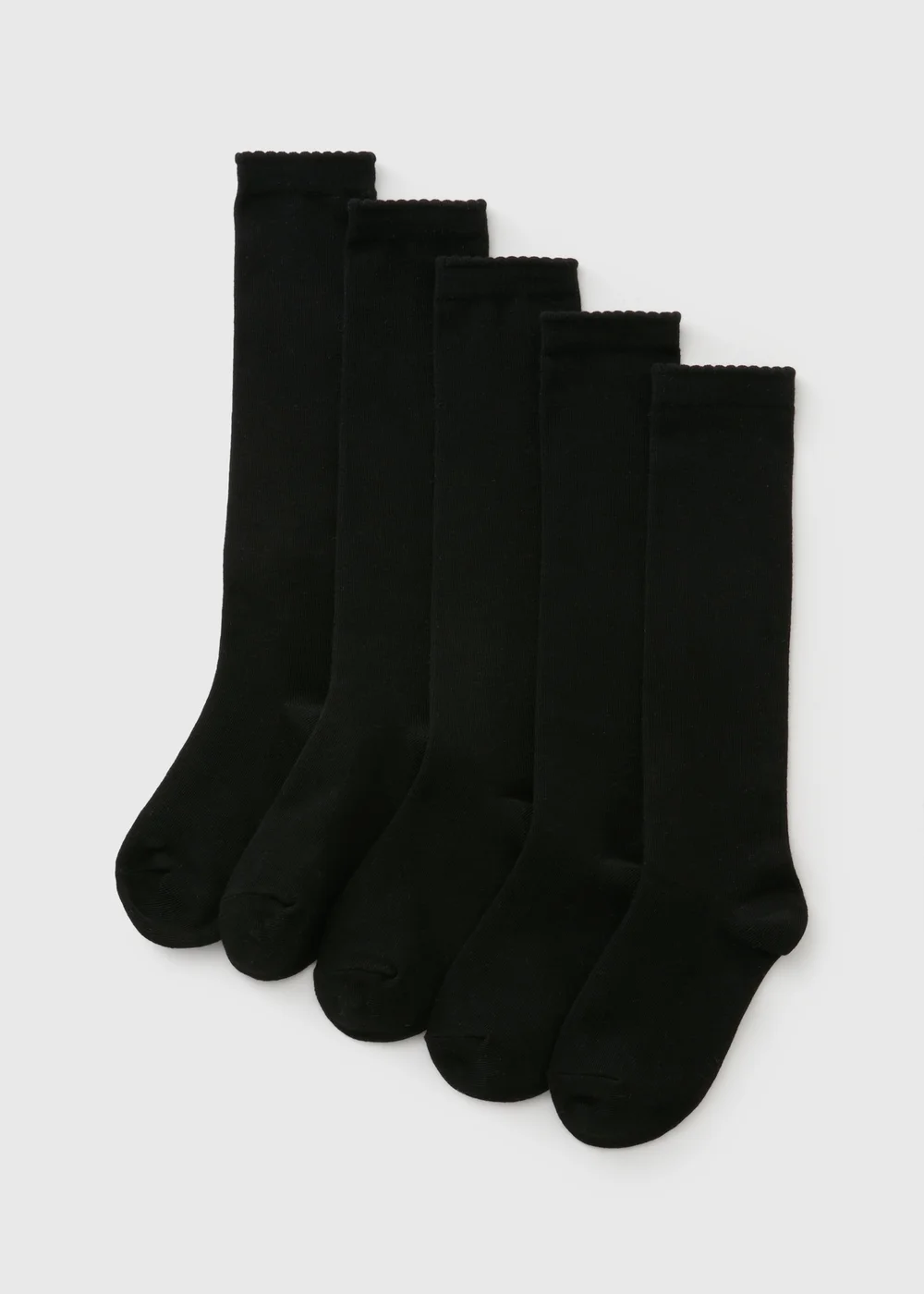 5 Pack Girls Black Knee Length Socks (Younger 6-Older 6.5) - Sizes 6 - 8.5 Image 1